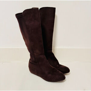 Stuart Weitzman Girls 2Y Brown Suede Boots Stretch Back Knee High Tall Shoes